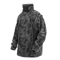 Men's black tie dye finger print turtleneck sweater with drop shoulders and loose casual fit
