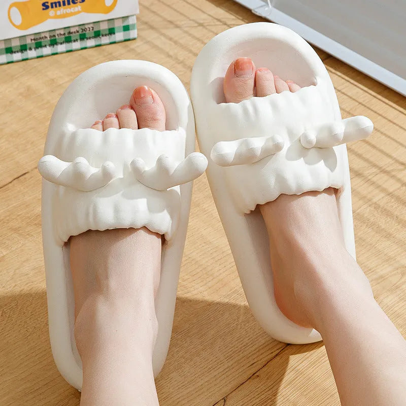 Deer horn patterned summer slippers with hollow-out EVA design in multiple colours