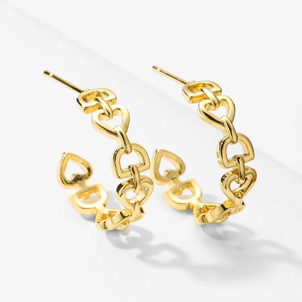 Copper geometric fashion jewelry set with ring, earrings, and bracelet, electroplated gold-plated finish inlaid artificial gems