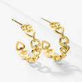Copper geometric fashion jewelry set with ring, earrings, and bracelet, electroplated gold-plated finish inlaid artificial gems