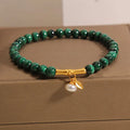White crystal lucky bamboo bracelet with adjustable fit for women.