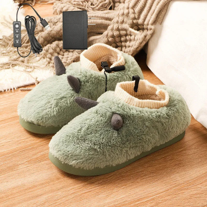 USB electric foot warmer heating shoes with velvet upper and adjustable temperature controls
