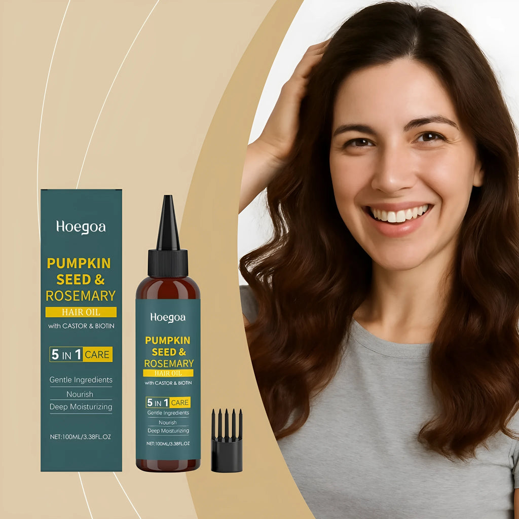 Rosemary hair essential oil 100ml bottle with pointed applicator and hair comb kit