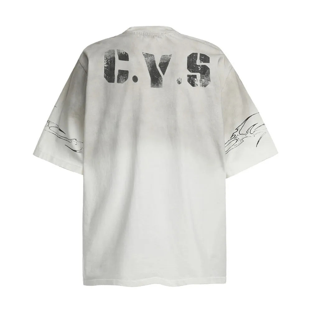 Men's black and white pure cotton short-sleeved t-shirt showing front view