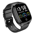 Black GPS tracker smartwatch for kids with a 1.54-inch touch screen on a wrist.