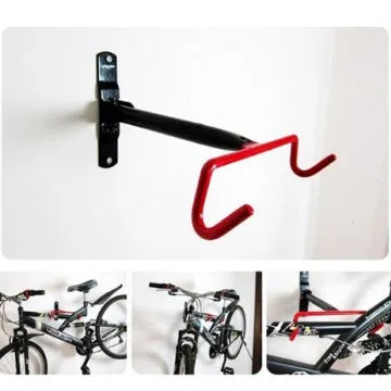 High strength steel bicycle rack in black, 270 x 200 x 350 mm, holding a bike rear wheel upright.