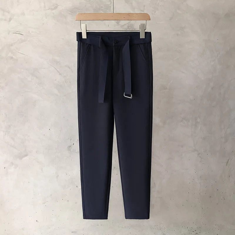 Boys slim straight trousers in wool blend fabric with tapered design and straight leg opening