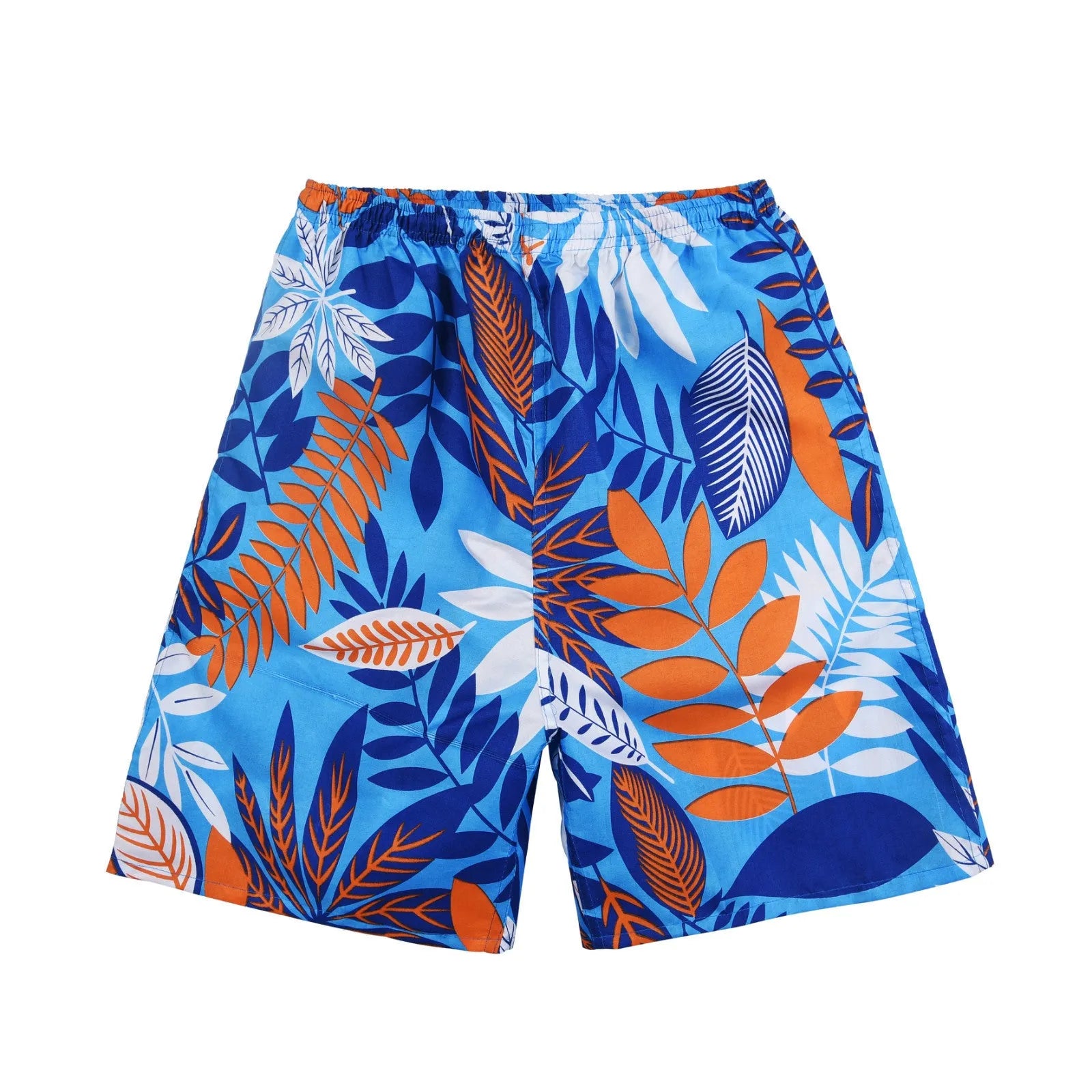 Men's floral print five-point swimming trunks in polyester fabric, free size