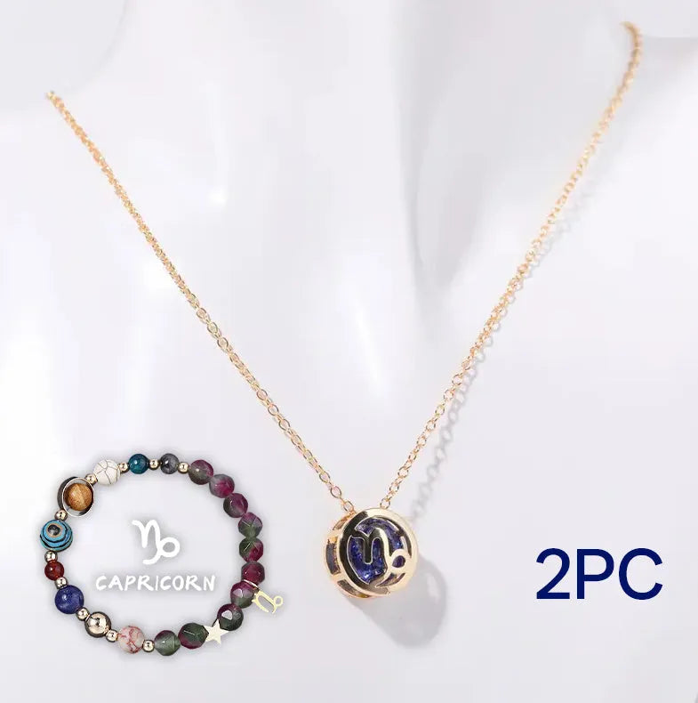 Natural stone beaded necklace and bracelet set on display, showing multiple style colour options.