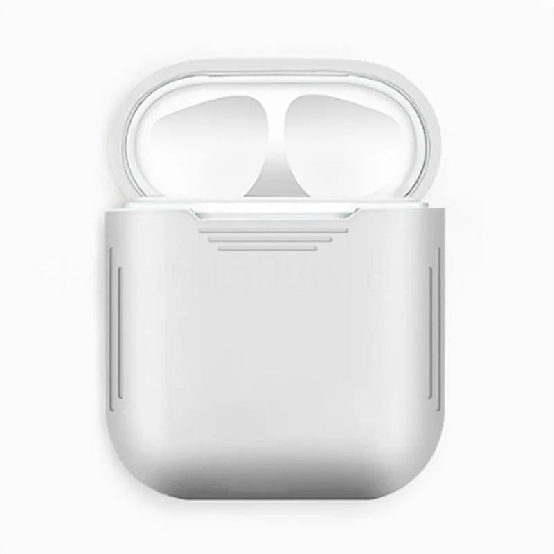 Silicone protection case for Apple AirPods with antilost rope attached, shown in blue colour.