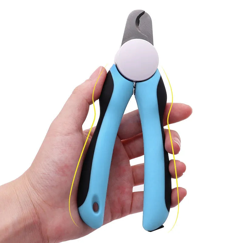 Blue heavy duty dog nail clippers with safety guard for large dogs and thick nails