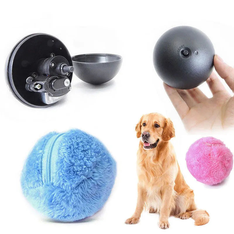 Pet electric toy ball automatic plush ball 8 cm non-toxic safe play with fleece attachments