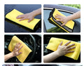 Thickened double-sided microfiber car wash towel in front bright yellow and back gray, 30x30cm
