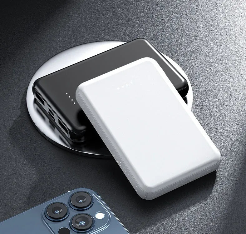 Black and white heating vest power bank measuring 97x64x14mm with capacity options
