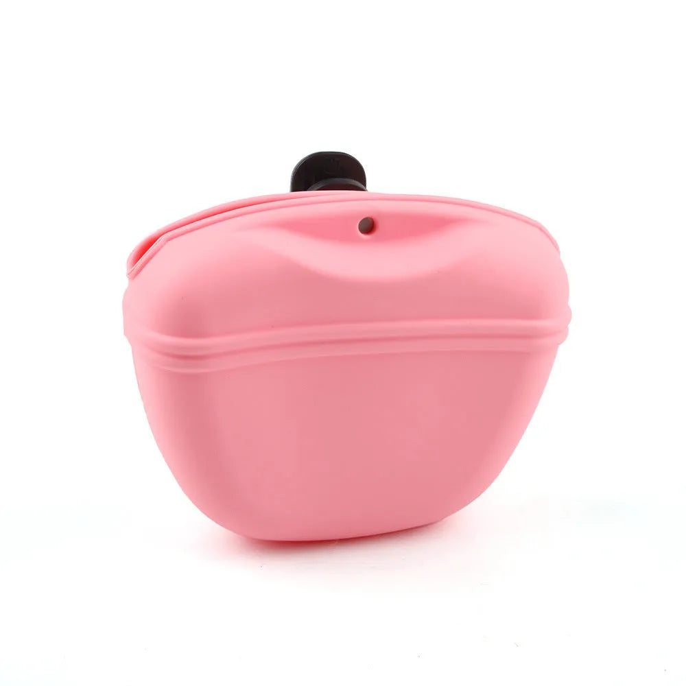 Silicone dog training waist bag with clip and magnet closure in multiple colour options