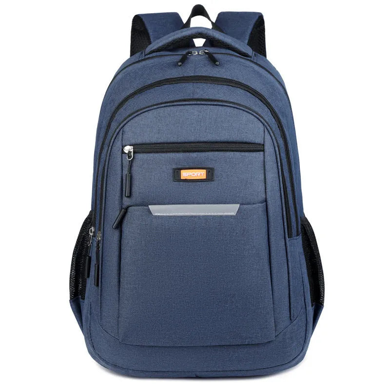 Casual grey men's backpack made of Oxford cloth with a breathable back panel.
