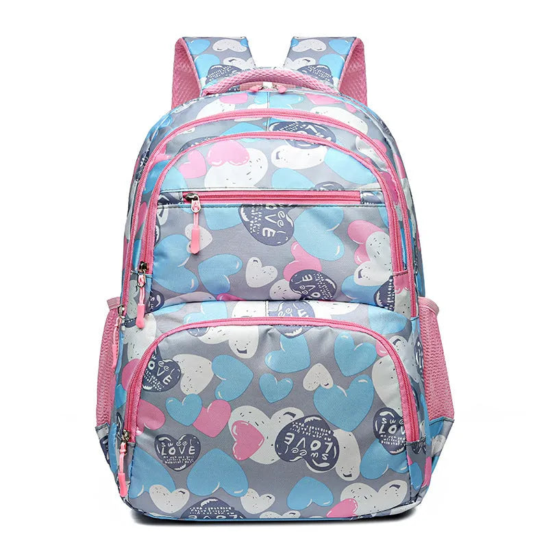 Blue student school backpack with air pillow straps and large main compartment