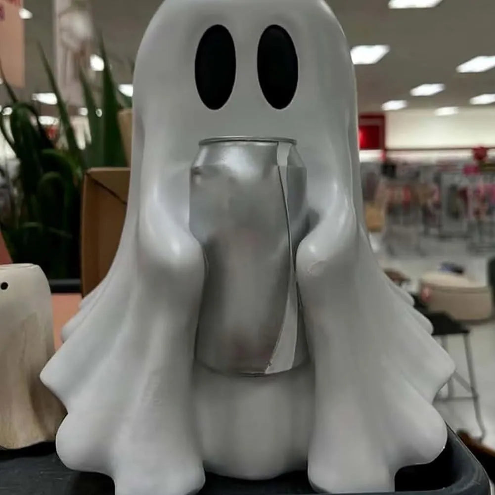 Funny ghost drink holder decoration in plastic resin, 15cm or 20cm sizes, Halloween style