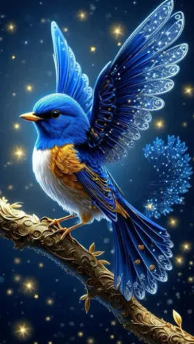 Handmade Blue Bird diamond painting on 60x100cm acrylic canvas with internal framework