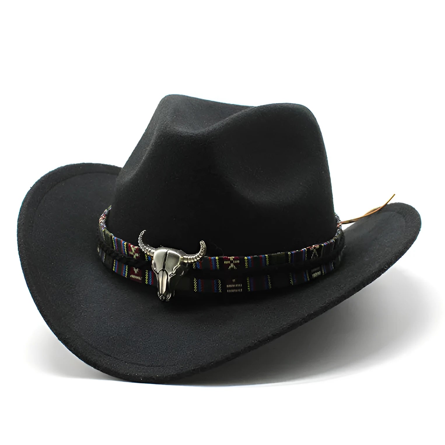 Western cowboy hat with bell crown in polyester fabric, shown in multiple colour options