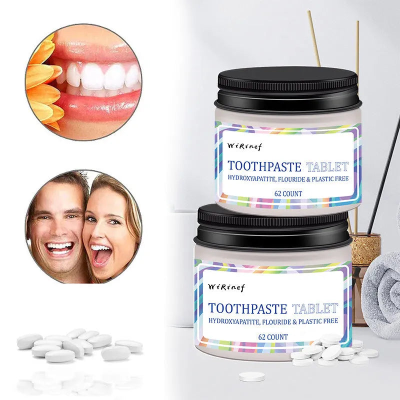 TP19 solid toothpaste tablets in a pack of 62 pieces for portable oral hygiene.
