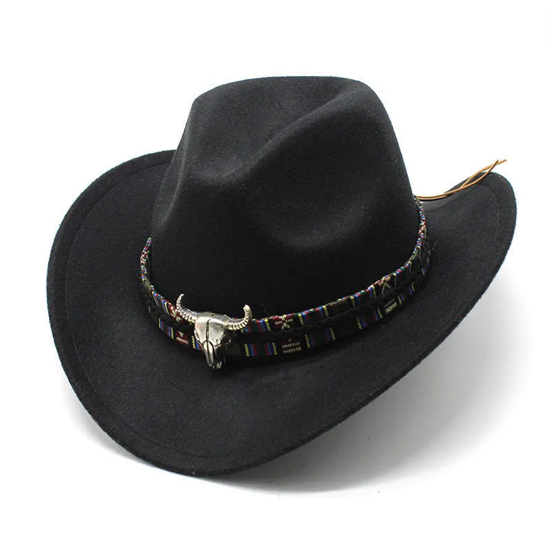 Western cowboy hat with bell crown in polyester fabric, shown in multiple colour options