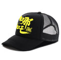 Men's polyester baseball cap shown in six colour options: white, pink, blue, green, black and grey