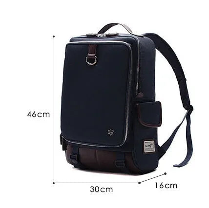 Modern men's backpack in Oxford cloth showing large main compartment, available in army green colour.