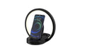 Night light lamp Bluetooth speaker table light with 10W wireless charger USB port phone holder in black finish