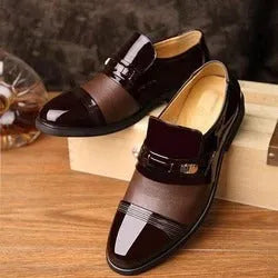 Business casual patent leather formal shoes in black and brown with rubber outsole