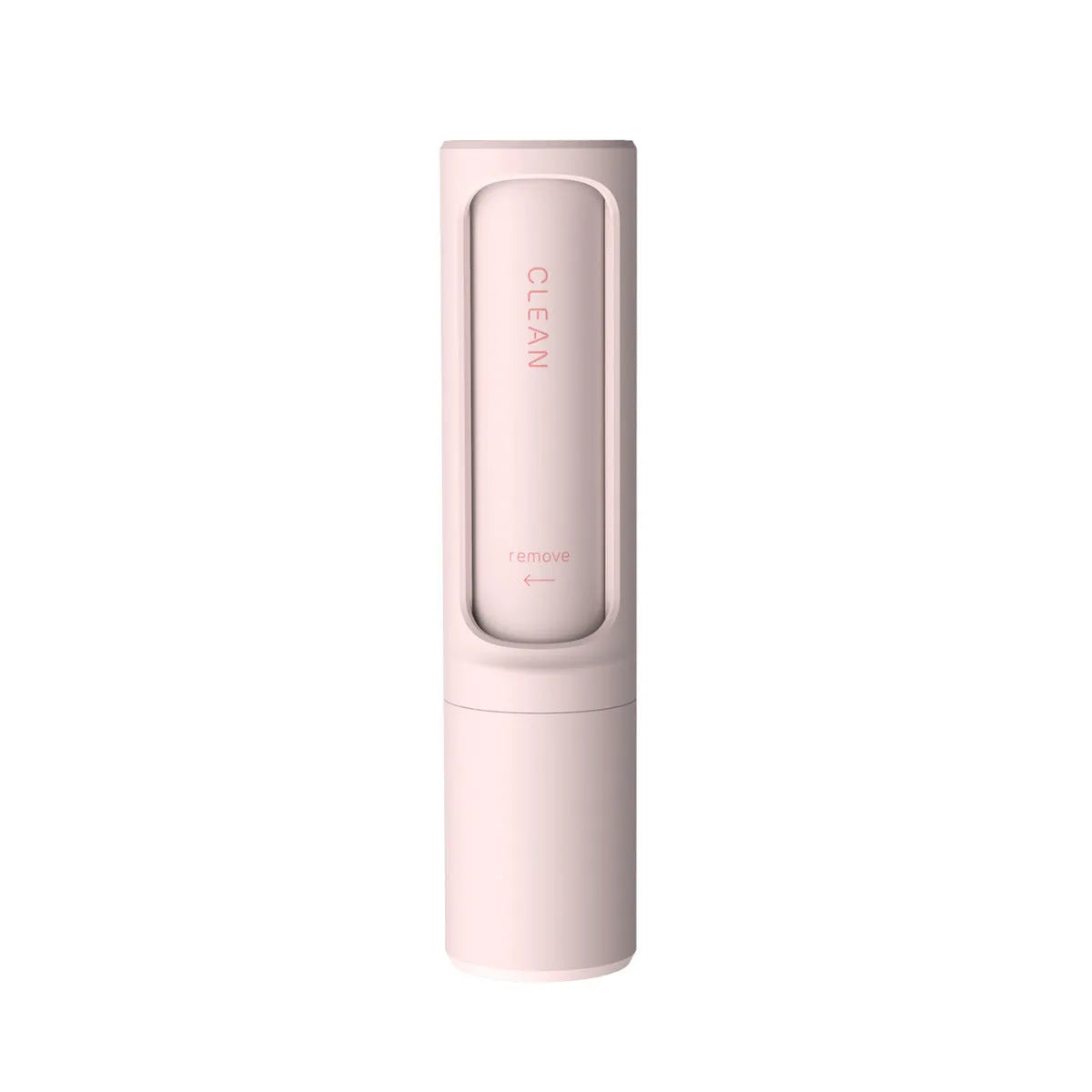 Rotating cylinder electrostatic pet hair removal brush in light pink with ABS body on a white background