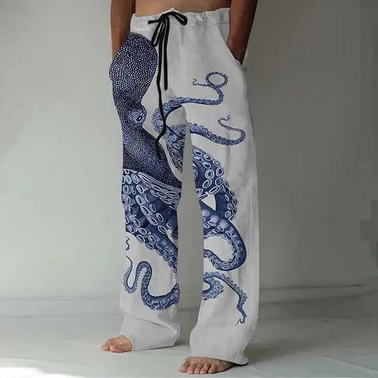 Casual straight-leg loose drawstring trousers in multiple colours with elastic waistband and side pockets