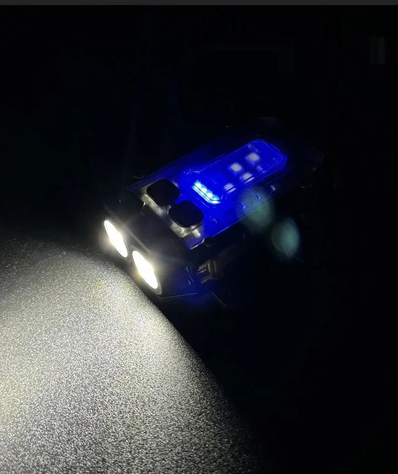 Portable tactical mini warning flashlight with USB charging cable for backpack mounting