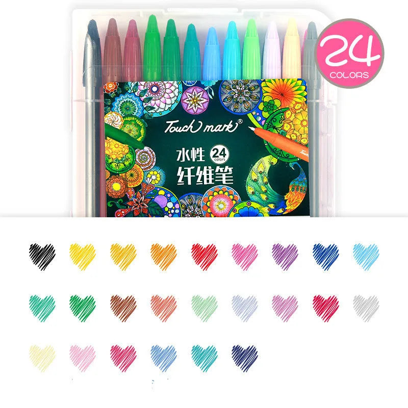 Touch Mark water-based fibre pens in assorted colours with cap closure, PVC barrel, for drawing and hand-account writing