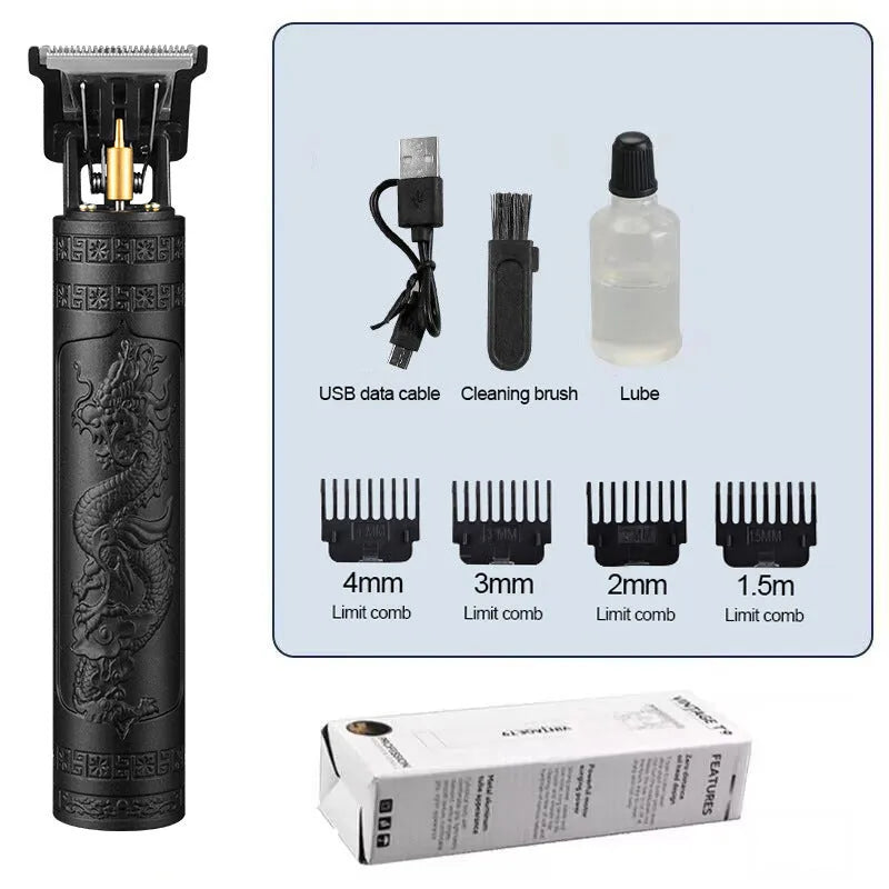 Rechargeable electric hair clipper with plastic body and washable blade in black finish