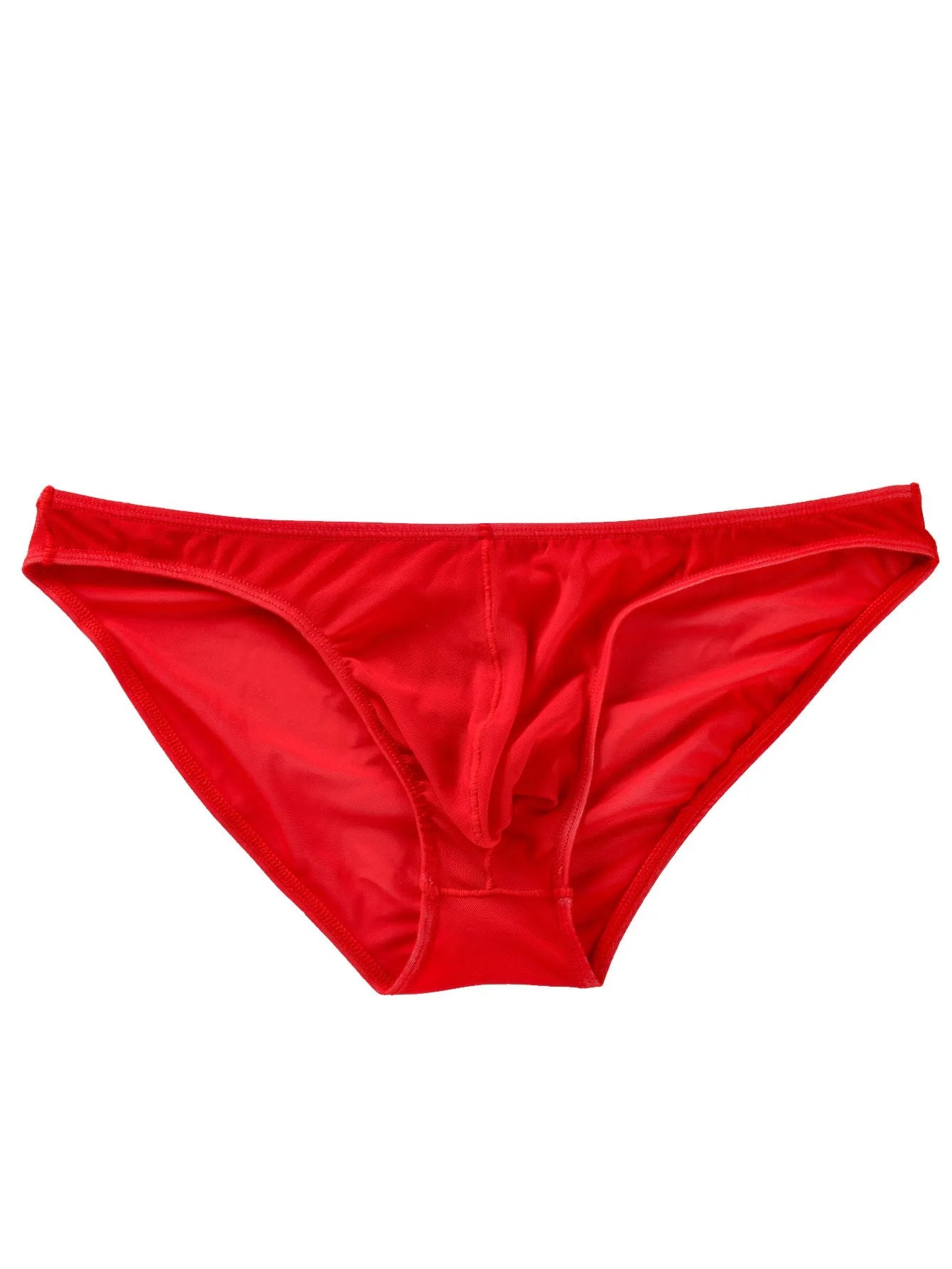 Men's ice silk triangle mid waist shorts in quick-drying nylon fabric available in black, red, white colours