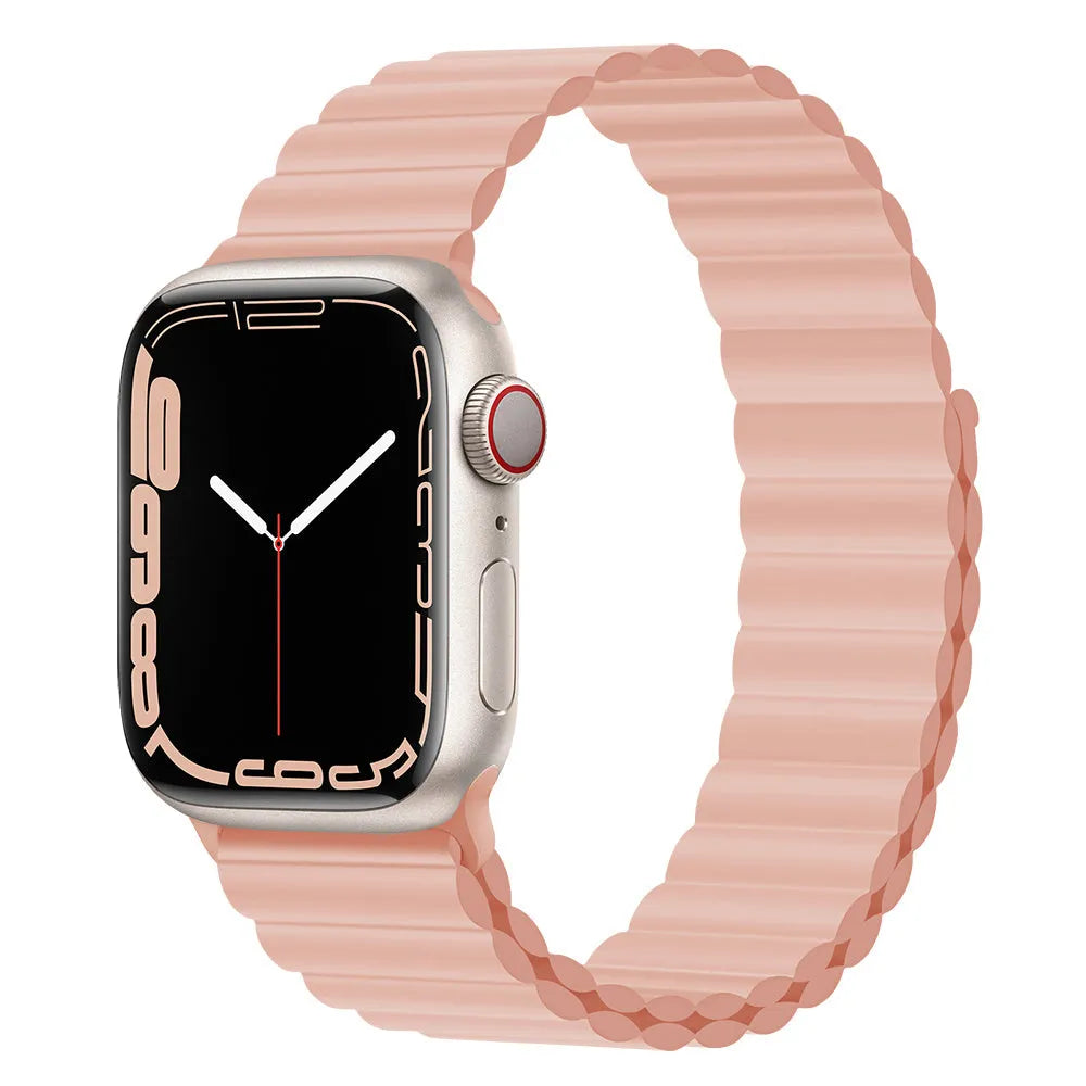 Silicone loop magnetic watch strap in starlight colour compatible with Apple Watch 38mm
