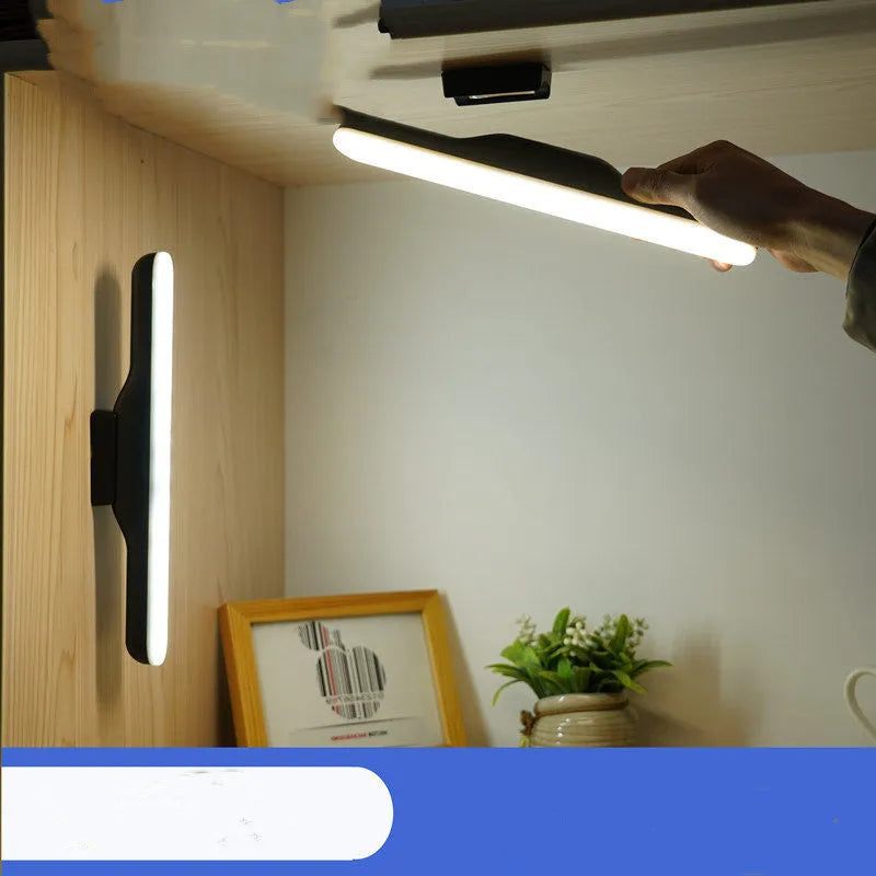 White plastic LED desk lamp with touch controls and adjustable brightness settings