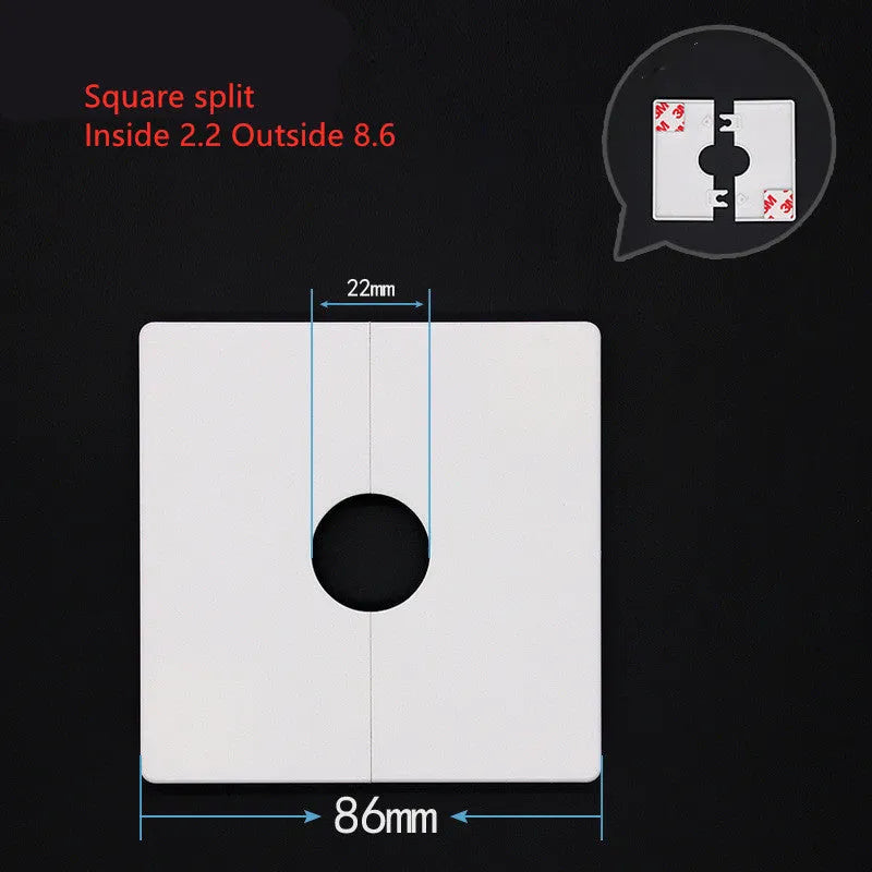 White ABS plastic decorative sticker covering ring for hiding wall holes and cables.