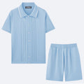 Business casual two-piece set with short sleeve top and shorts in Tencel viscose fabric