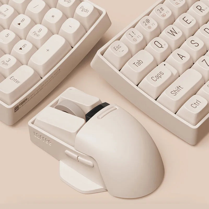 Xiaoqiao Tofu-coloured three-mode wireless mouse with USB-C cable on a desk