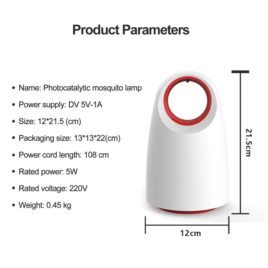 Black and white household silent mosquito killer zapper with USB cable