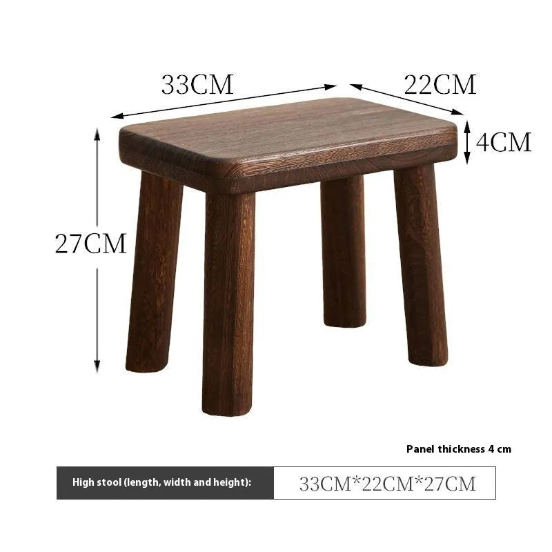 Distressed wood changing stool with bracket structure for living room shoe changing