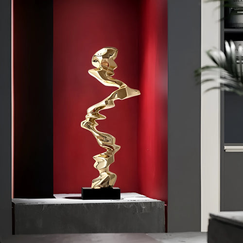 Natural resin abstract still life sculpture in minimalist design for modern decor