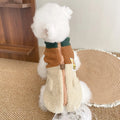 Lomi Brown denim-style polyester traction vest for dogs, side view, sizes XS to XL