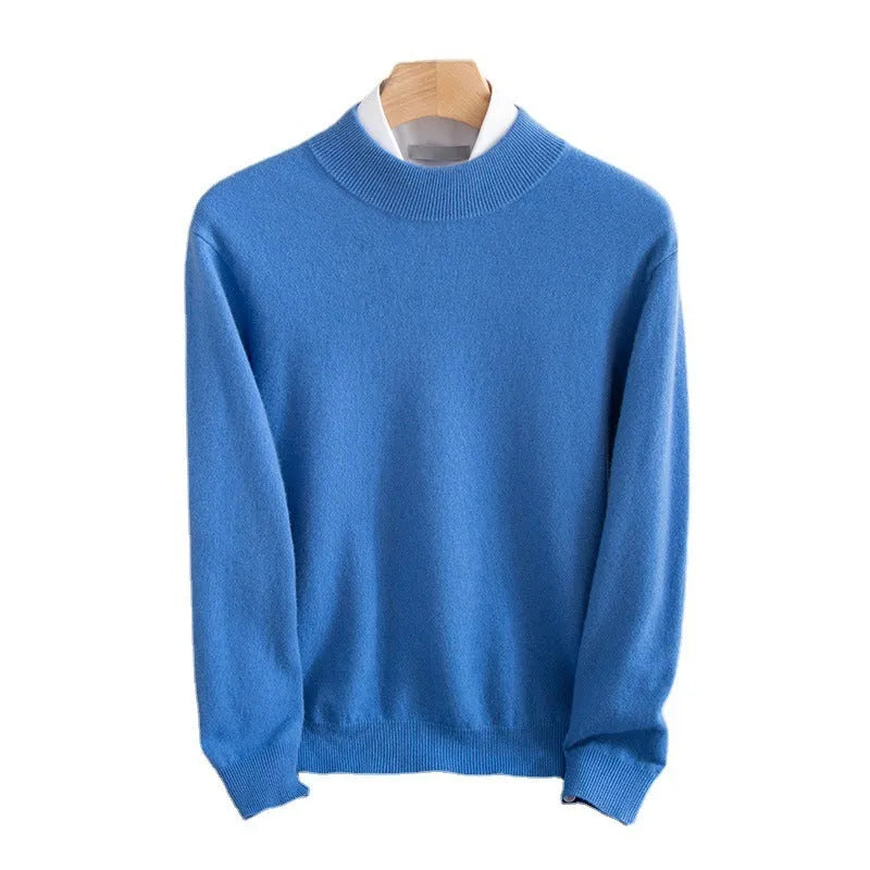 Men's half-collar loose fit wool sweater in winter business casual style