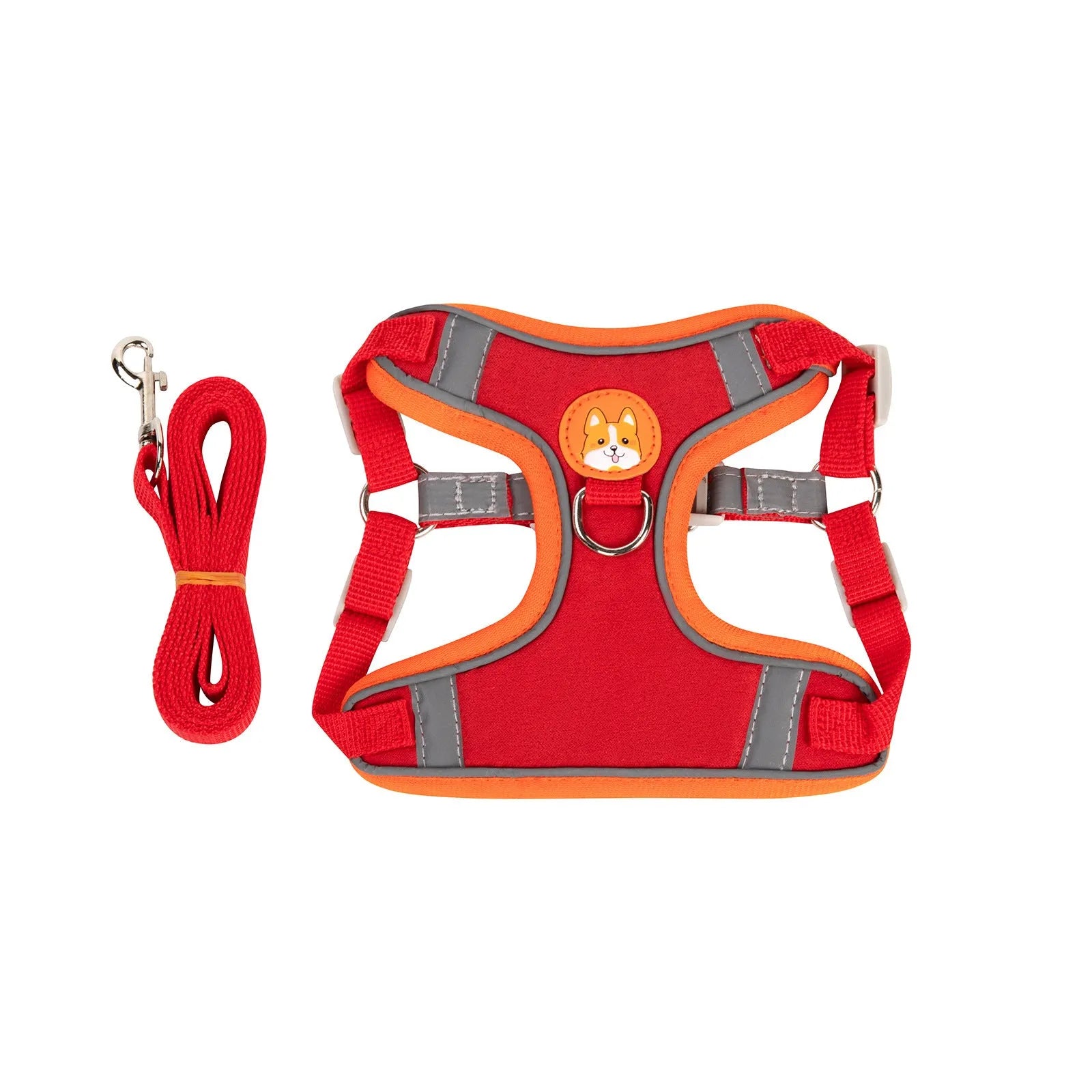 Adjustable dog haulage rope vest harness in blue, brown, green, orange, purple, or red colour