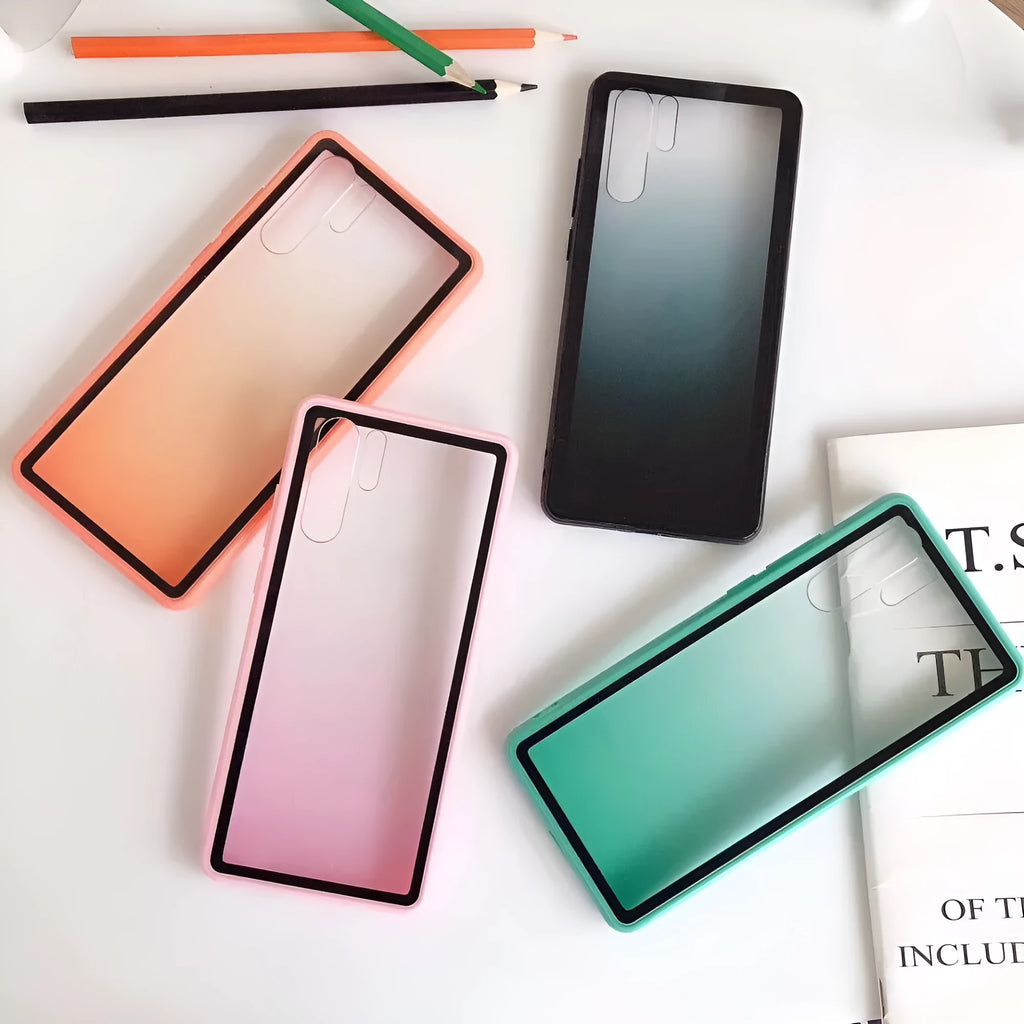 Rainbow Huawei phone case in TPU+PC construction showing back cover design