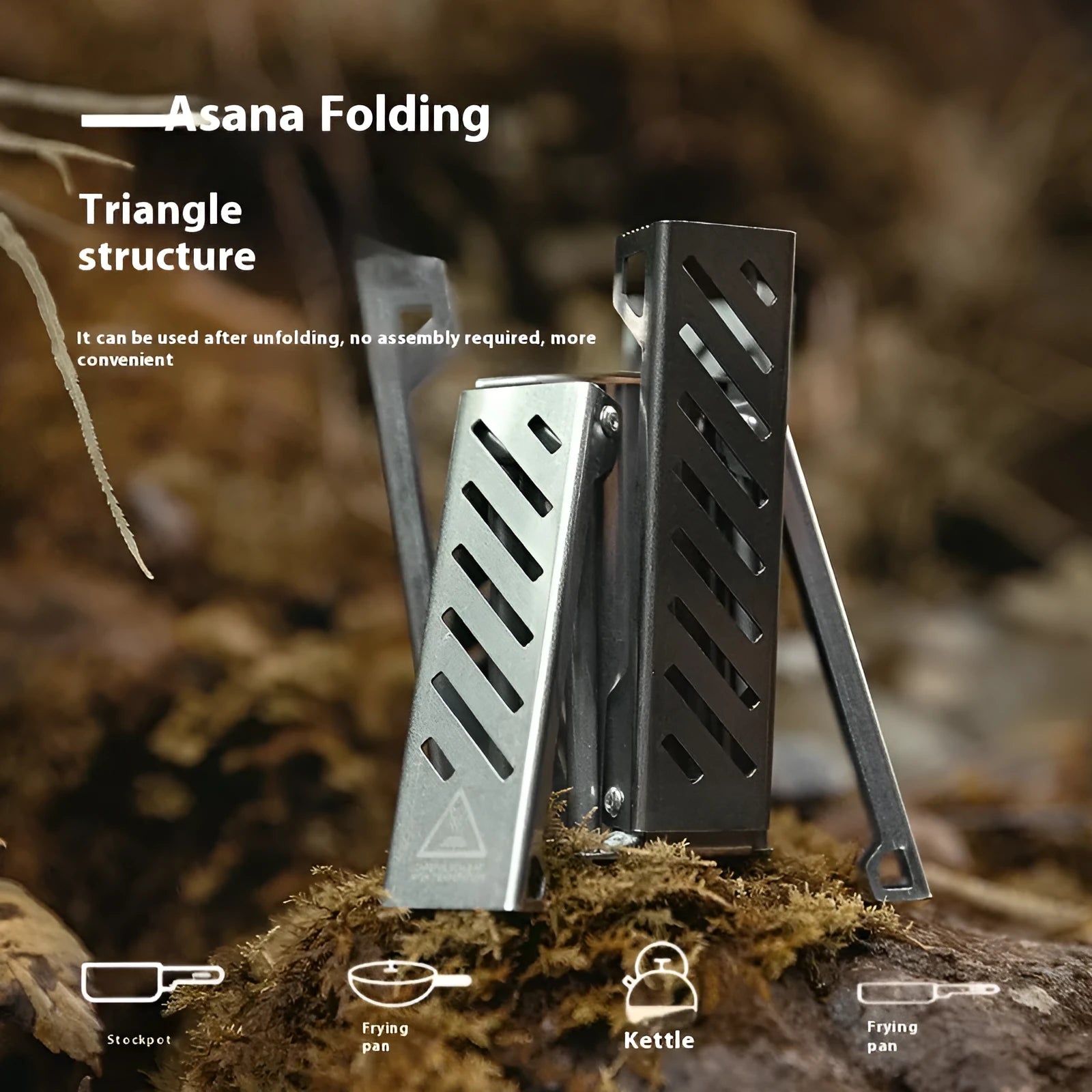 Foldable hexagon alcohol stove in black or silver for outdoor camping
