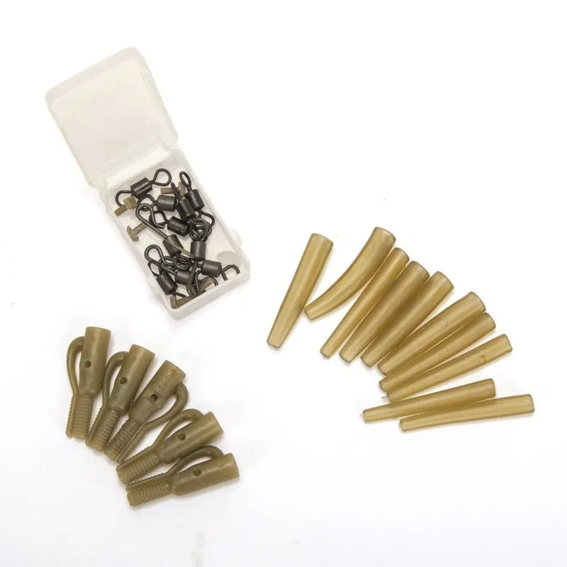 European carp fishing accessory set with 30 pieces including anti-winding pipes, threaded hoses, rotation units and screws